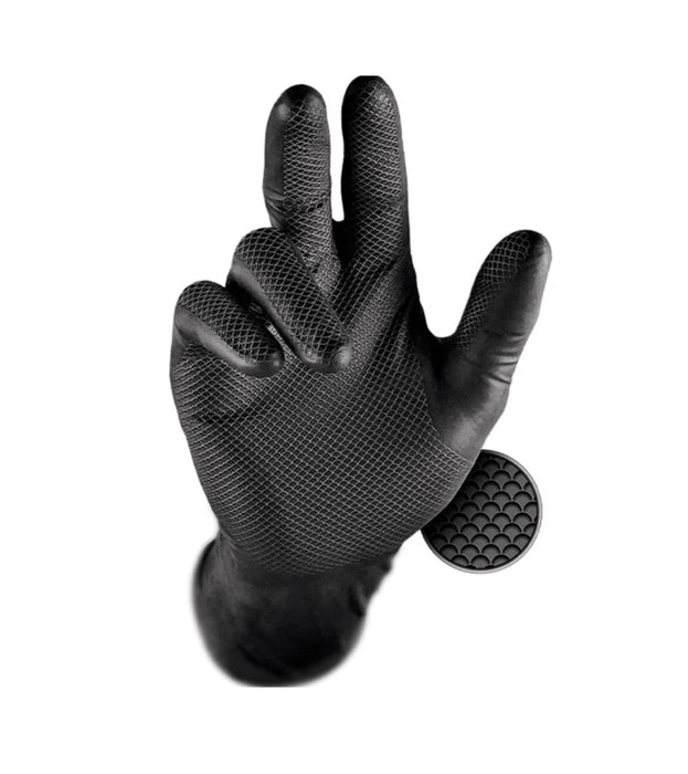 Grippaz Black Nitrile Grip Gloves- Pack of 50