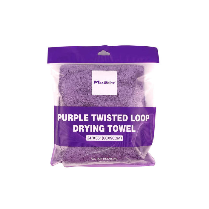 Maxshine 600GSM Purple Single Twisted Loop Drying Towel 24″ x 36″ (60 x 90cm)