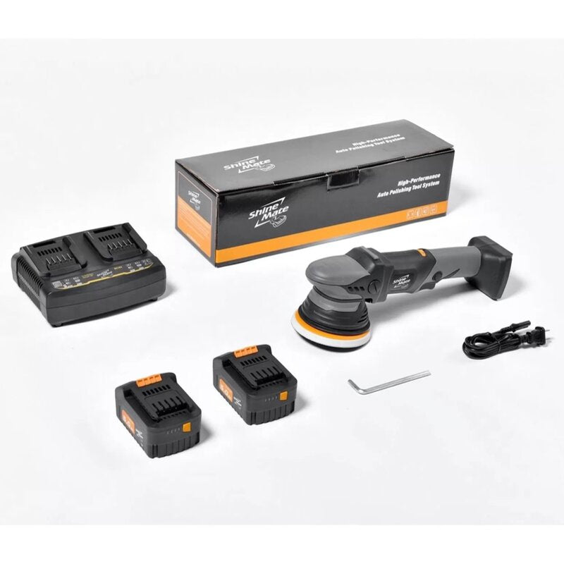 ShineMate EB351-5/12 12mm Cordless Random Orbital Polisher w/ 2 Batteries & Charger