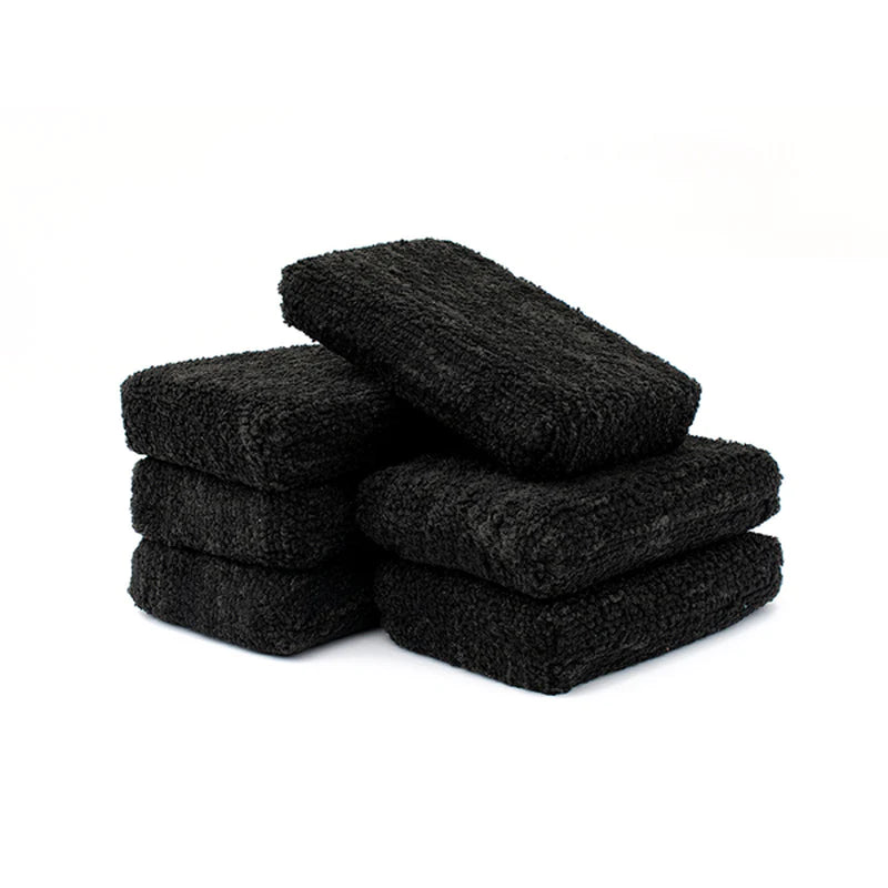 The Rag Company 3" x 5" Microfiber Terry Detailing Sponge Applicator Black