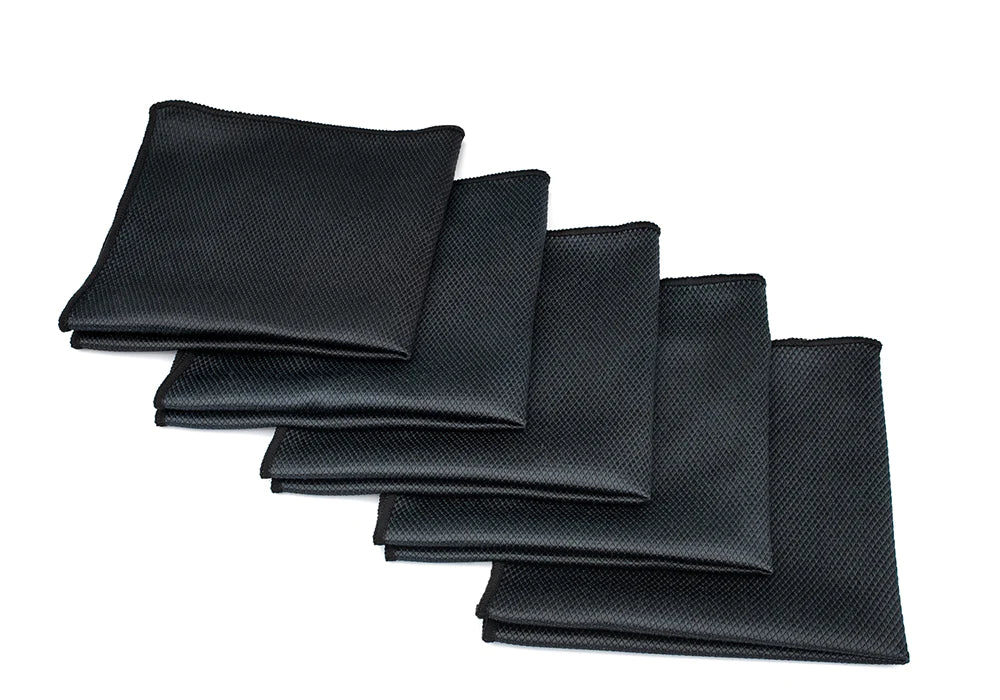 The Rag Company The Diamond Weave Glass & Window Towel 16 x 16 Black - Pack of 5