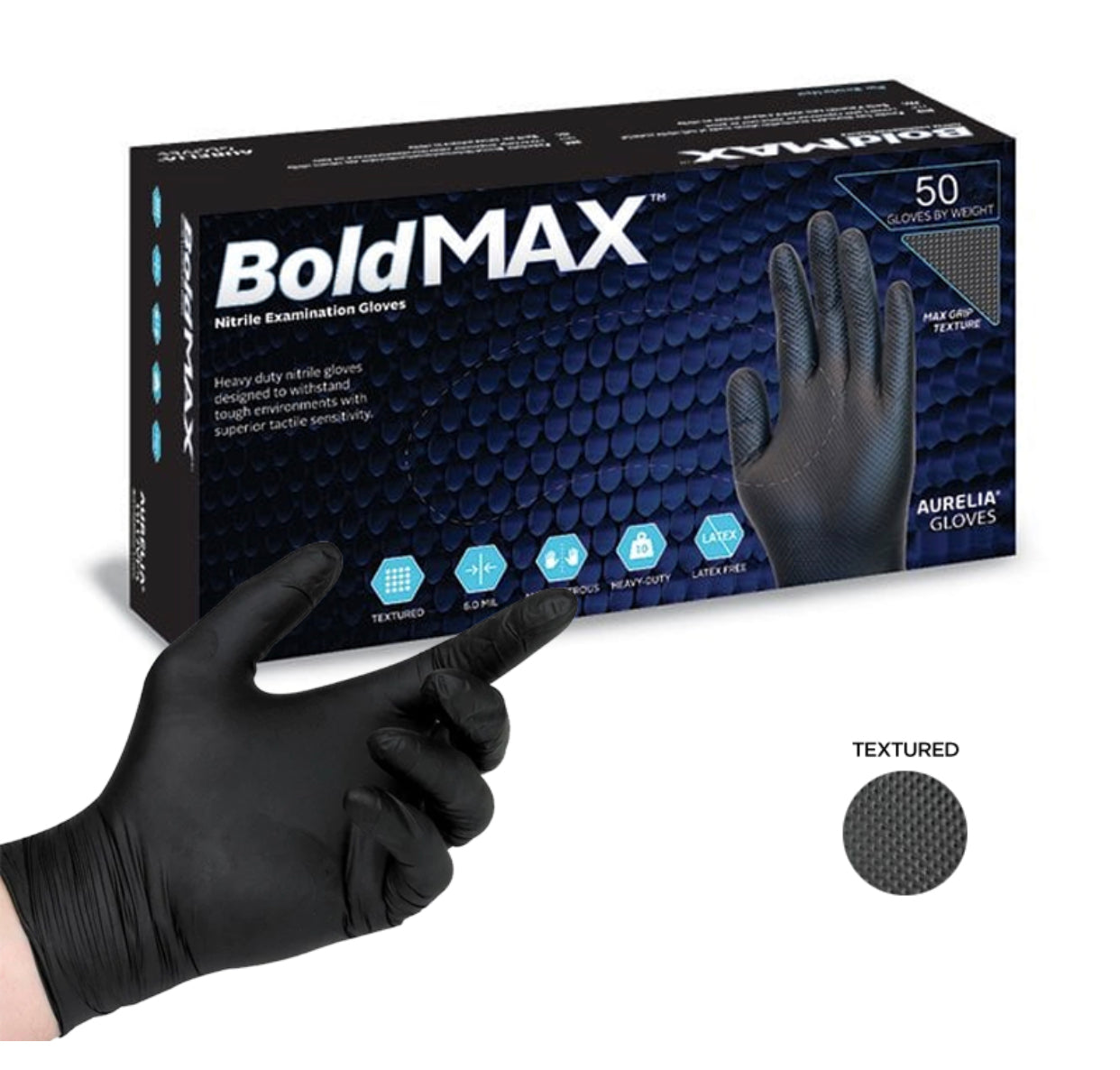 Black Powder Free Nitrile Gloves 50 Pack